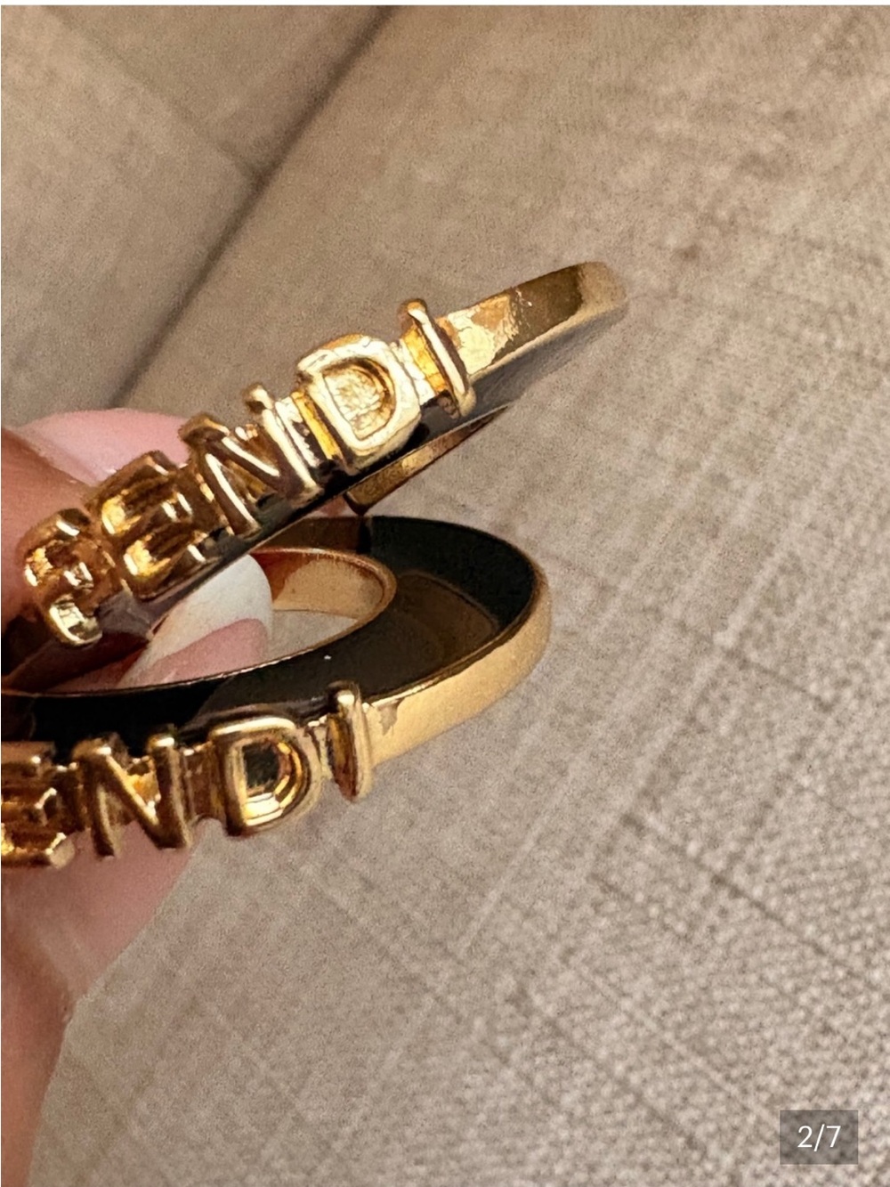 Fendi Gold Logo Hoop Earrings with Black Enamel - Picture 2 of 4